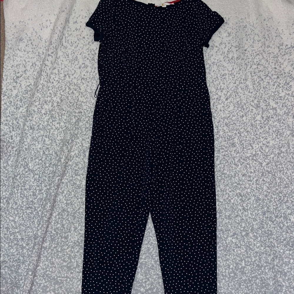 Boden Caitlin jumpsuit in navy blue with white polka dots Size 10 P - Picture 4 of 8